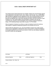 ECOA - Equal Credit Opportunity Act